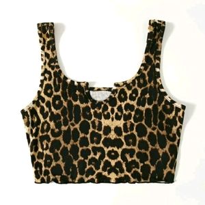 Leopard Print Crop Top Stretchy Tank 3XL Plus Size